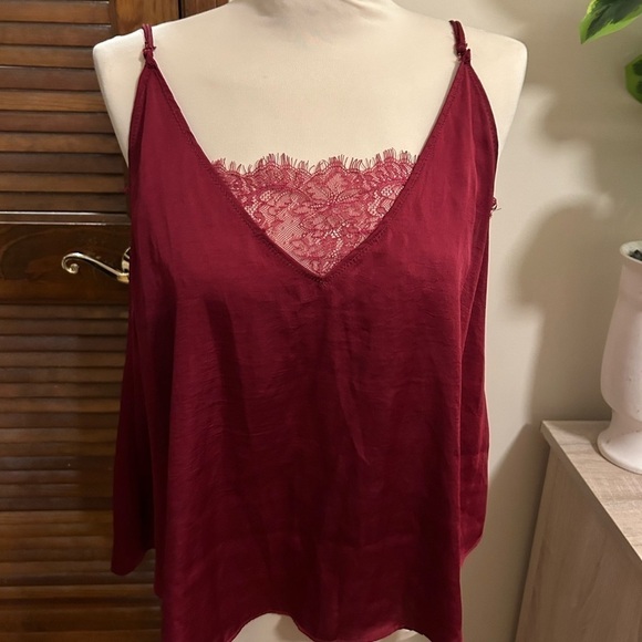 FREE PEOPLE Intimately Turn It On Tank Top Cami Vetiver in Burgundy - Picture 4 of 8